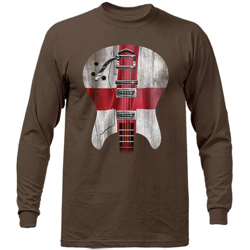 Guitar Body Flag England Music Band Graphic Long Sleeve - Picture 4 of 14