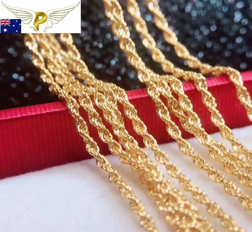 100% Real 18k Yellow Gold Rope Chain 