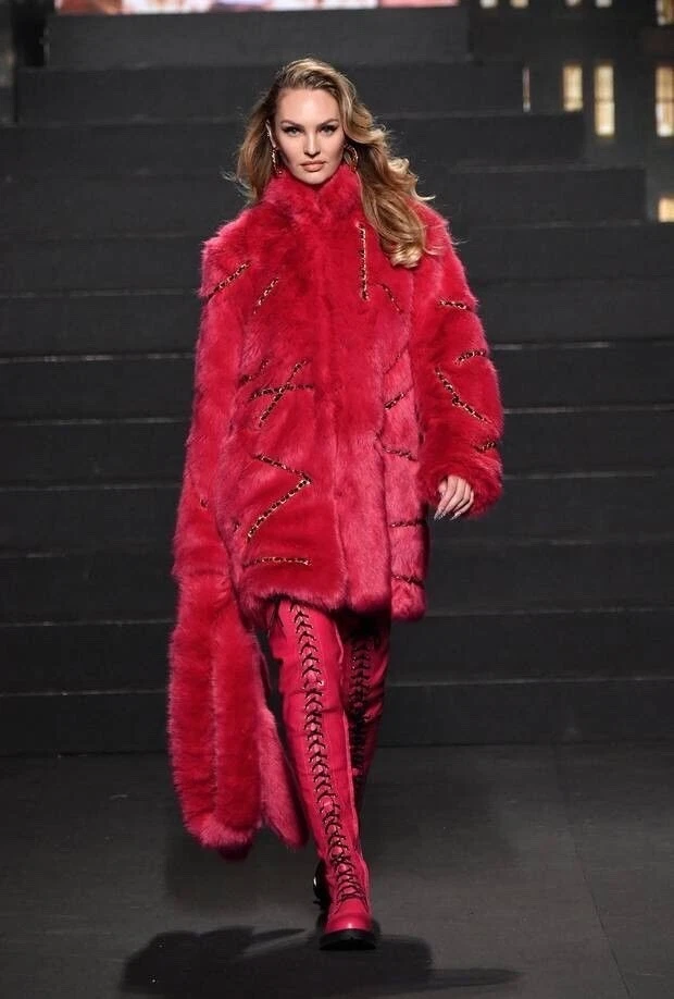 H&m faux fur cheap coat pink