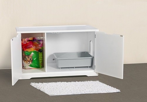 Cat's  Litter Box X- Large Cover Bench Wooden Furniture White