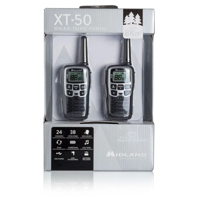 2 Radio Walkie Talkie Ricetrasmittente Doppio Midland XT50 8 km 24 Canali, fotografia 4 di 7
