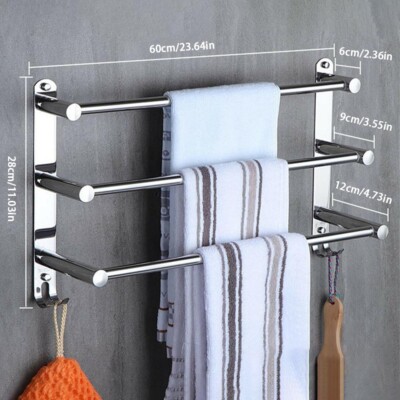 Edelstahl Badezimmer Wandmontage Handtuchhalter 3 Ebenen Chrom Küchentuch