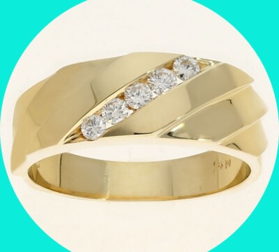 Mens Diamond Diagonal Wedding Band Ring H Color VS