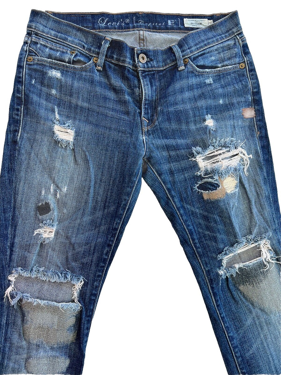 Levi's 501 Women's Blue Jeans Sz 30 USA Sashiko Boro Ripped