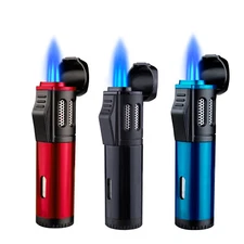 Cigar Lighters Triple Jet Torch Flame Lighter Refillable Butane with Gift Box