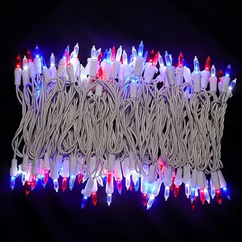 Independence Day Mini String Lights 33ft 100ct-2Pack White Wire-Red White Blue - Picture 3 of 7