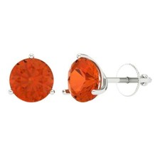 Red Zirconia Stud Earrings for Women, Screw back 4 cttw, 8.0mm, Round-Cut 