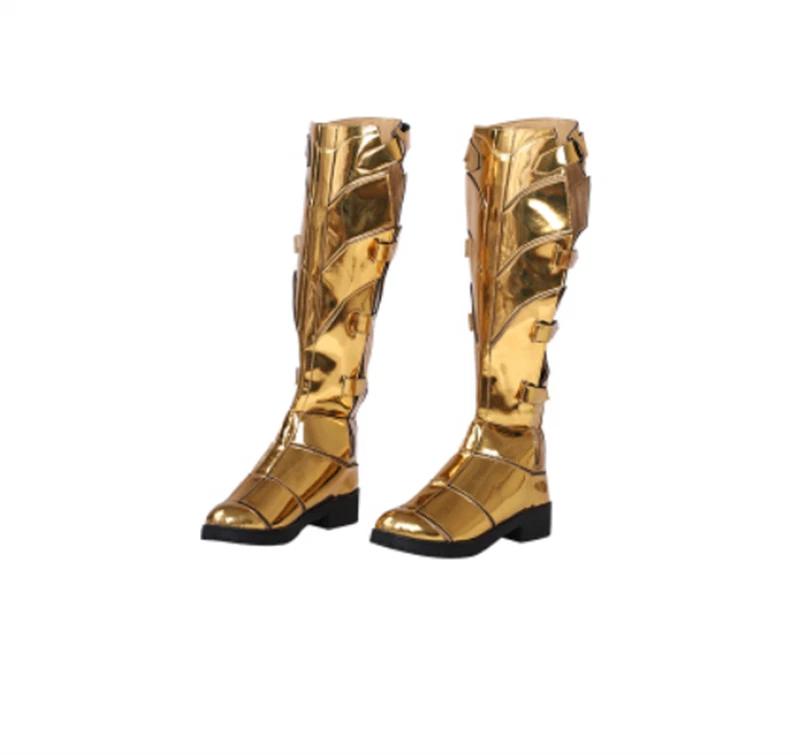 Wonder Woman Cosplay Boots Gold Shoes Costume Made Women Stage Party Prop Shoes