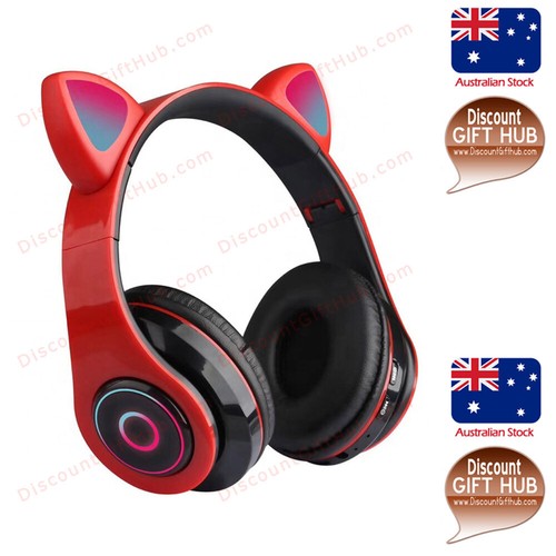 LED Cat Ear Bluetooth Headphones Wireless Over Ear Headset Cute Girl Kid Gift AU - Picture 6 of 9