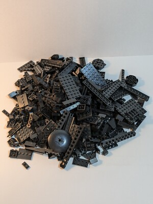 #ad Lot Of 1 Lbs Lego Black Parts Pieces Bricks Base Plates $8.00