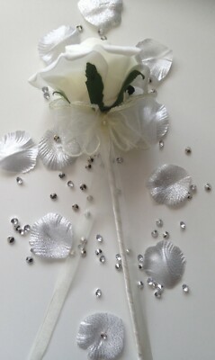 FLOWER GIRL ONE IVORY ROSE ZAUBERSTAB HOCHZEIT