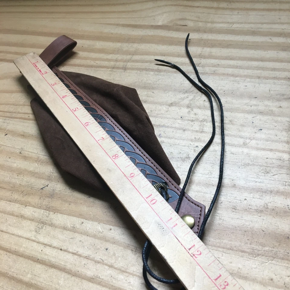 Bolsa para monedas estilo vikingo marrón imitación cuero con cordón con correa de hebilla de cinturón 5,5" H Foto 4 de 4