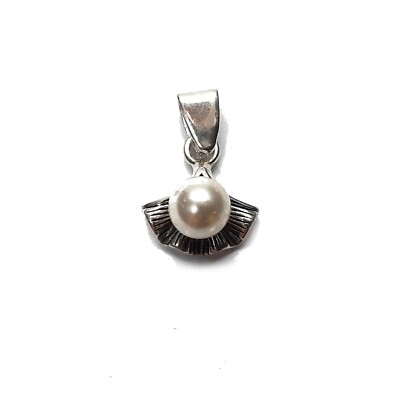 Genuine Sterling Silver Small Pendant With 6mm Pearl Hallmarked Solid 925