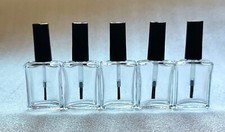 50 X 15ml Empty Glass Nail Polish Bottles, Rectangular, Tall Caps and Brushes