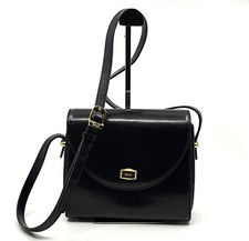 BALLY Shoulder Bag Black Leather Auth From Japan