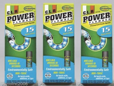 3 cans of CLR 4.5 oz . Power Plumbers PP4-5
