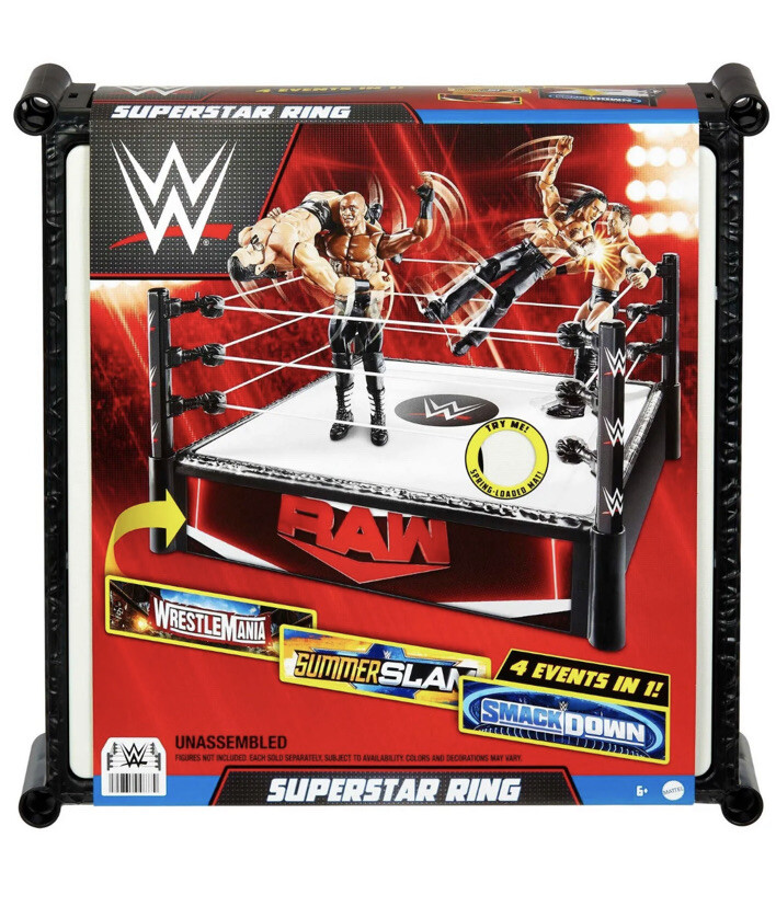 WWE Wrestle Mania Superstar Wrestling Ring. Wrestlers Action Figures