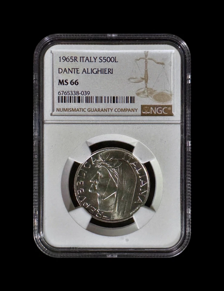 ITALY. 1965, 500 Lire, Silver - NGC MS66 - Dante Alighieri, Divine Comedy 39 - Image 2 of 4