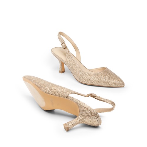 Women Slip On Slingback Pumps Low Kitten Heel Pointed Toe Dress Pump Shoes - Picture 35 of 44