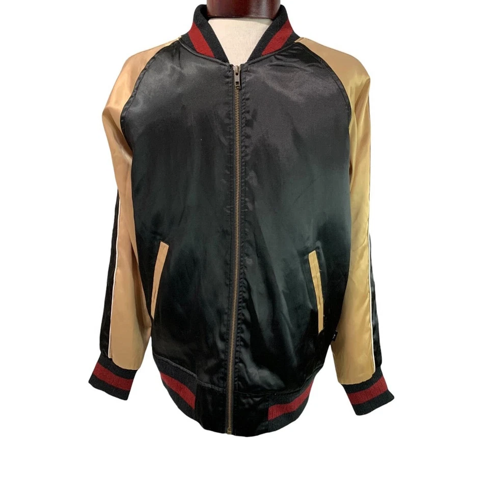 Средний Stussy World Tour 35 черный унисекс куртка-бомбер 1990-х винтажный - Изображение 3 из 4