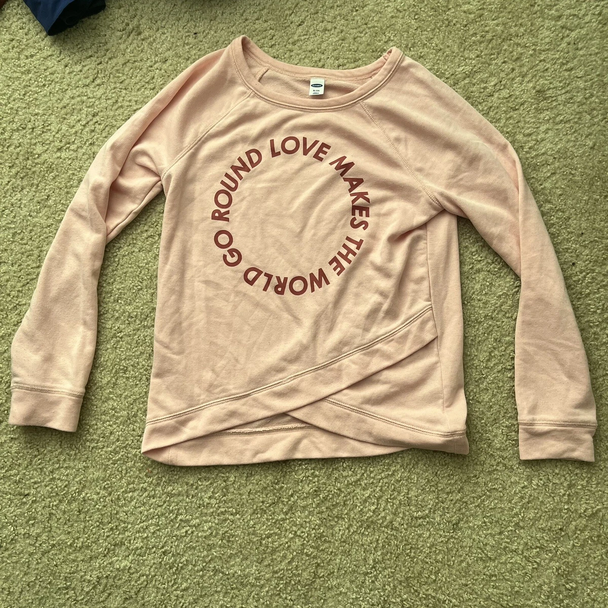 Old Navy Big Girls Wrap Sweatshirt Size XL 14 Light Pink Love Makes The  World | eBay