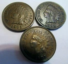 3 1899  1903 1907 Indian Cent Civil War Very Fine VF Natural Toning Free Ship