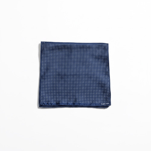 Polo Ralph Lauren Silk Pocket Square Navy Polka Dot Hand Rolled 14”