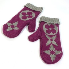 LOUIS VUITTON  72766 Monogram knit mittens Moffle Grand Floor Glove gloves...
