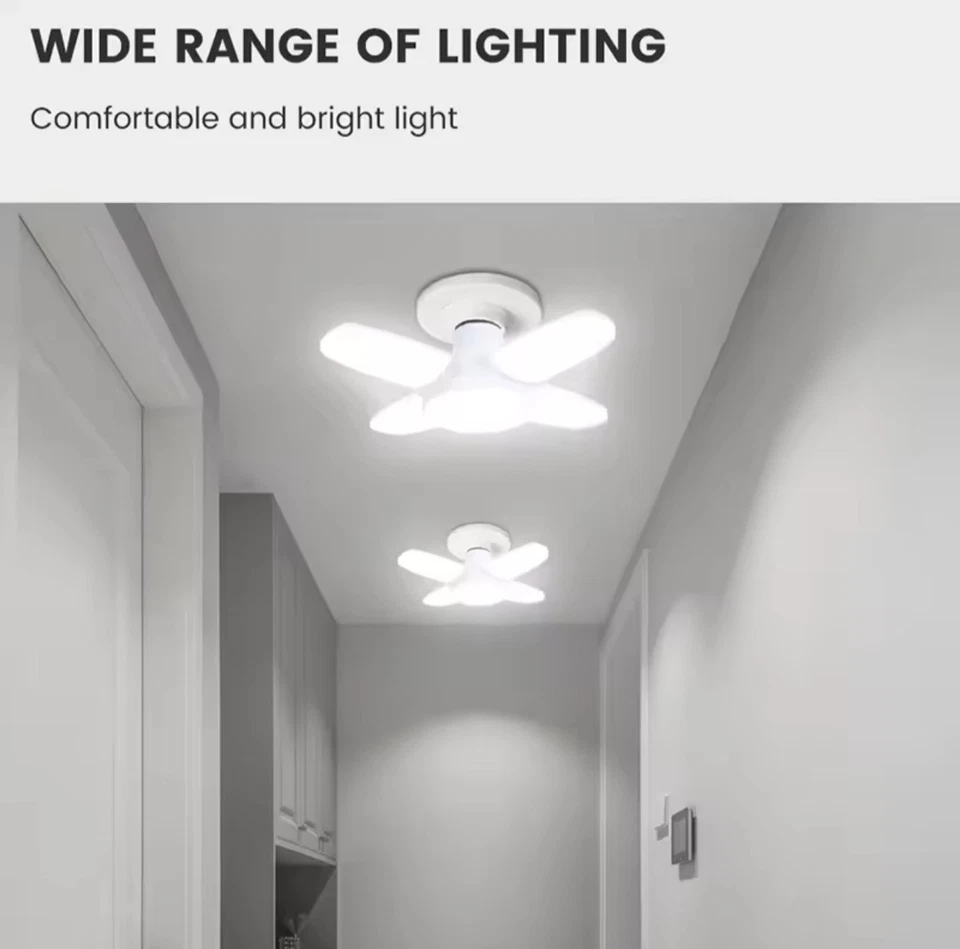 E27 Fan Shape Foldable 28W LED Bulb AC220V/110V Deformation for Home Ceiling Lig - Image 3 of 4