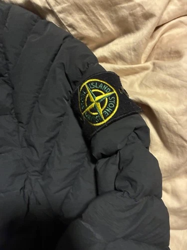 Stone Island Jacket Mens Medium Gray Down Puffer Quilted Button Front Collared image 2