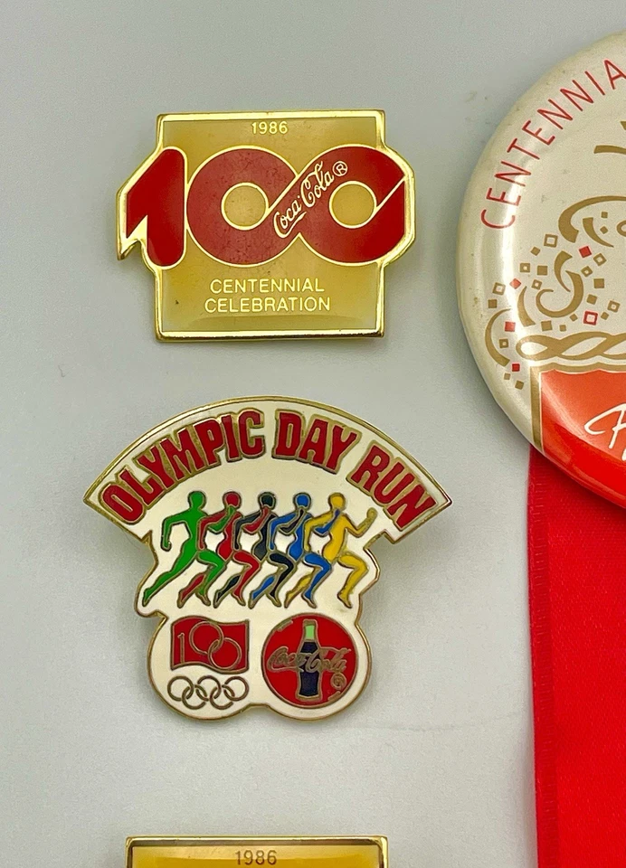 VERY RARE "100 YEARS COKE RUN" OLYMPIC DAY PINs / 1986 PARIS - 4 Pins Total - Image 2 of 4