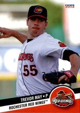 2014 Rochester Red Wings Choice #16 Trevor May Longview Washington Baseball Card