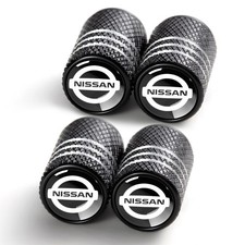 4pc Metal Tire Valve Stem Caps For Nissan Black O-ring Seal Corrosion Resistant