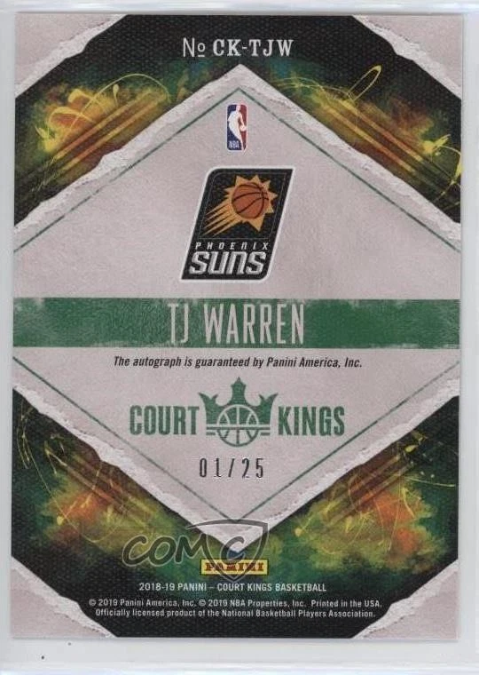 2018-19 Panini Court Kings Court Kings Auto Sapphire /25 TJ Warren #CK-TJW Auto - Image 2 of 2
