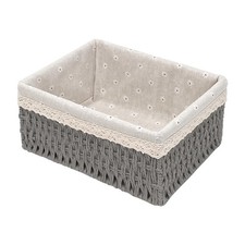Large Wicker Storage Basket with Liner, Hand-Woven Paper Rope Rattan Organize...