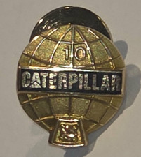 CATERPILLAR GLOBE 10 YEAR ANNIVERSARY 10K GOLD SERVICE PIN WITH DIAMOND OTC USA