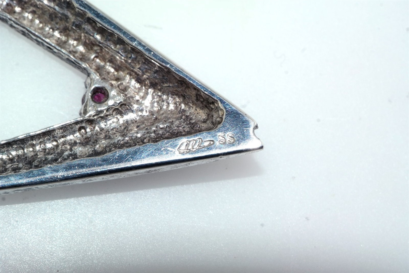 Designer Ruby Hammered Sterling Silver Diamond Sh… - image 5