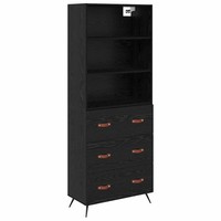 Highboard Schwarz Eichenoptik 69,5X34X180 Cm Aus Holzwerkstoff