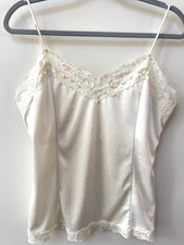 VTG Y2K Worthington Ivory Satin Lace Cami Tank L Fairy Coquette Dainty Indie