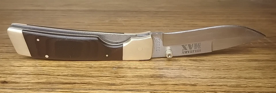 Navaja de bolsillo rara MILITARY MAX de Sarco Lock Blade 440 acero inoxidable Japón Foto 4 de 4