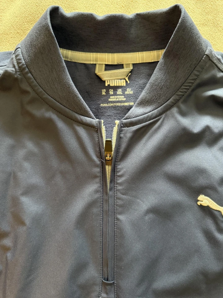 Puma Pullover Mens Large Blue Quarter Zip Athletic Training Long Sleeve - Image 2 of 4