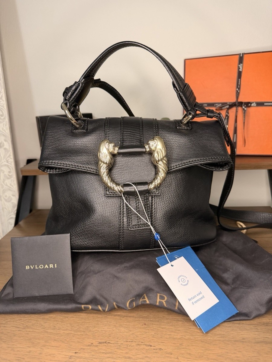 Bvlgari Leather Leoni Tote/Crossbody Bag - Black - With Dust Bag
