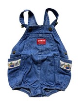 Vintage OshKosh B'Gosh Vestbak Bubble Romper Bear Overalls USA - 18m
