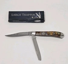 Rite Edge Folding Pocket Knife 3.75" Purple Pearl Large Classic Trapper 2 Blade