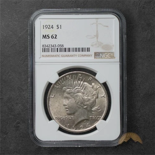 1924 Silver Peace Dollar $1 - NGC MS62 - Philadelphia