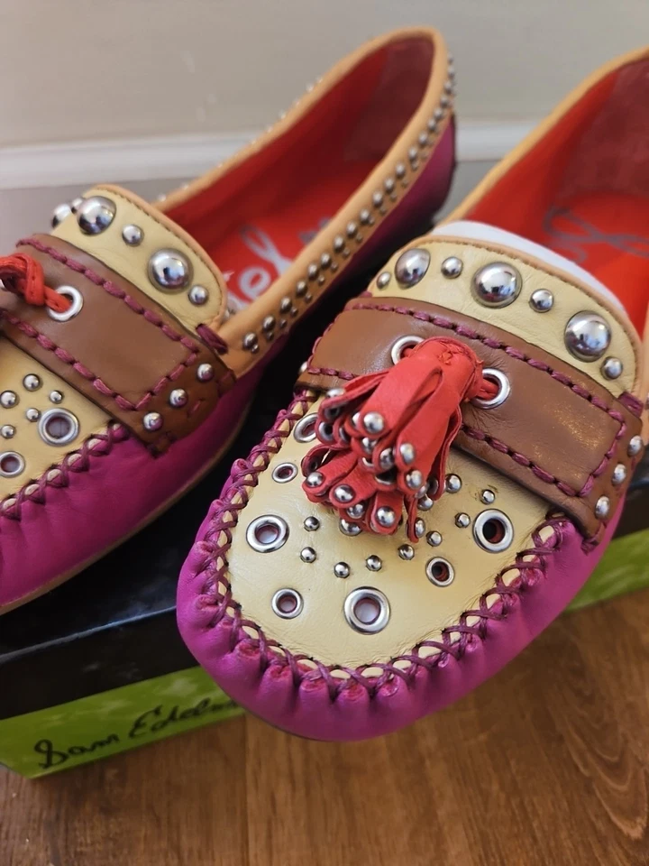 Zapatos mocasines planos con tachuelas eclécticos Sam Edelman para mujer talla 7,5 rosa Foto 4 de 4