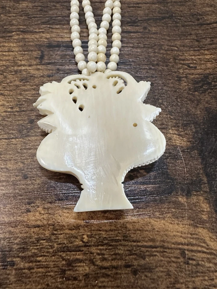 Collar Floral Bovino Tallado Chino Estate Vintage Envío Rápido Gratis Foto 3 de 4