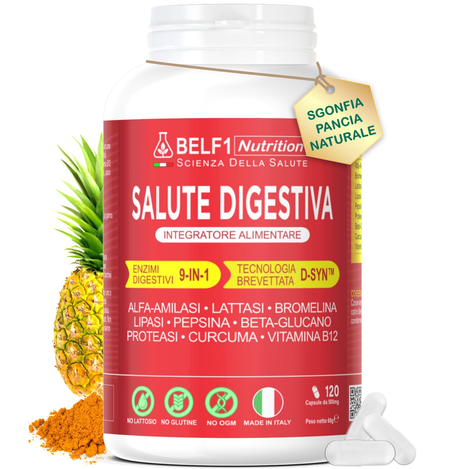 BELF1 Enzimi Digestivi 9 in 1: Addio Pancia Gonfia con D SYN™