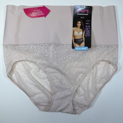 MAIDENFORM Cool Comfort Tame Tummy Pink Lace Brief Firm Control Panty ExtraLarge