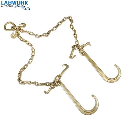 5/16'' V-Chain Bridle G70 With Grab Hooks 3' T- Hook & J-Hook 15'' Large J Hooks